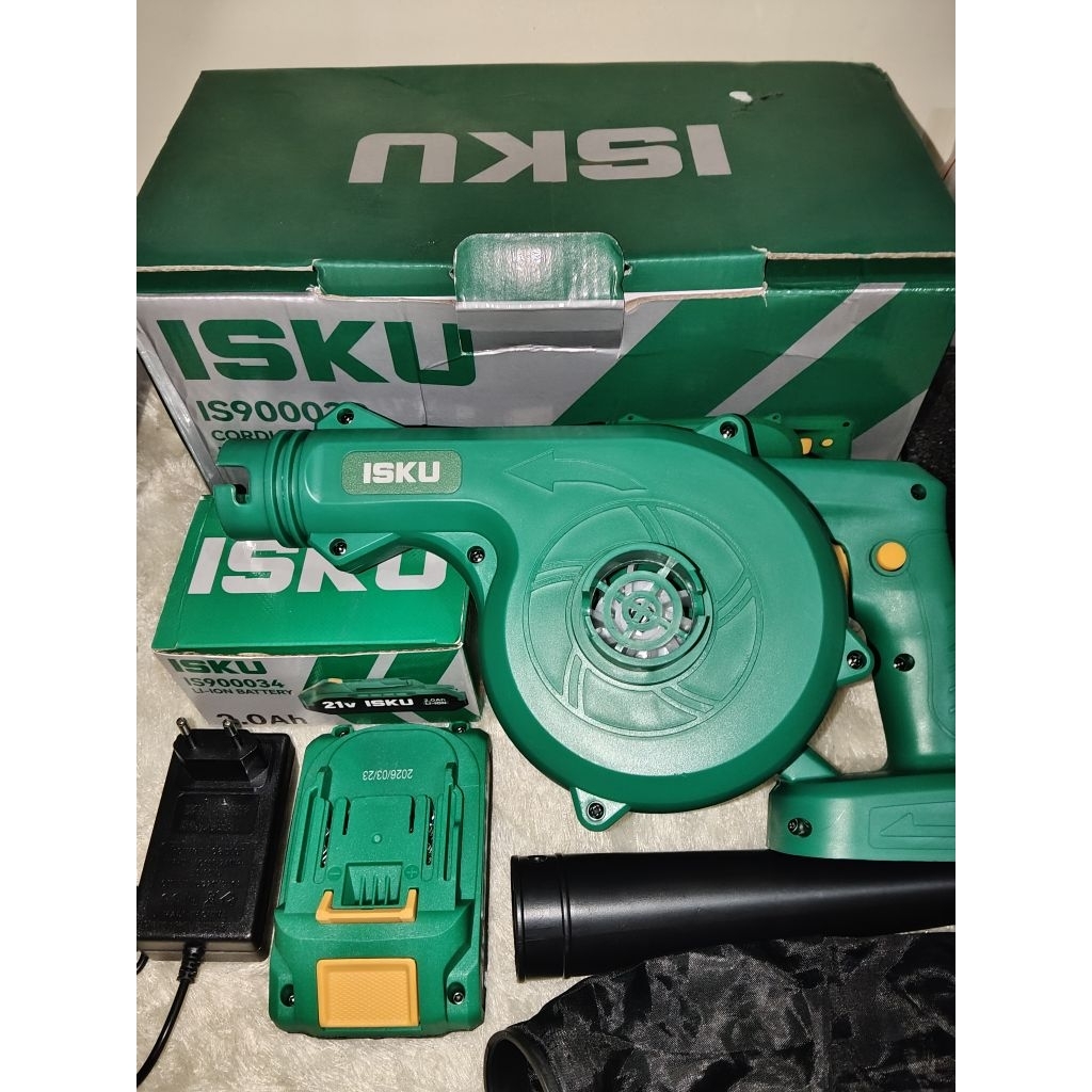 Blower Angin 21V ISKU - 2 in 1 Blower & Vacuum, Motor Tembaga, Cordless, Baterai LXT