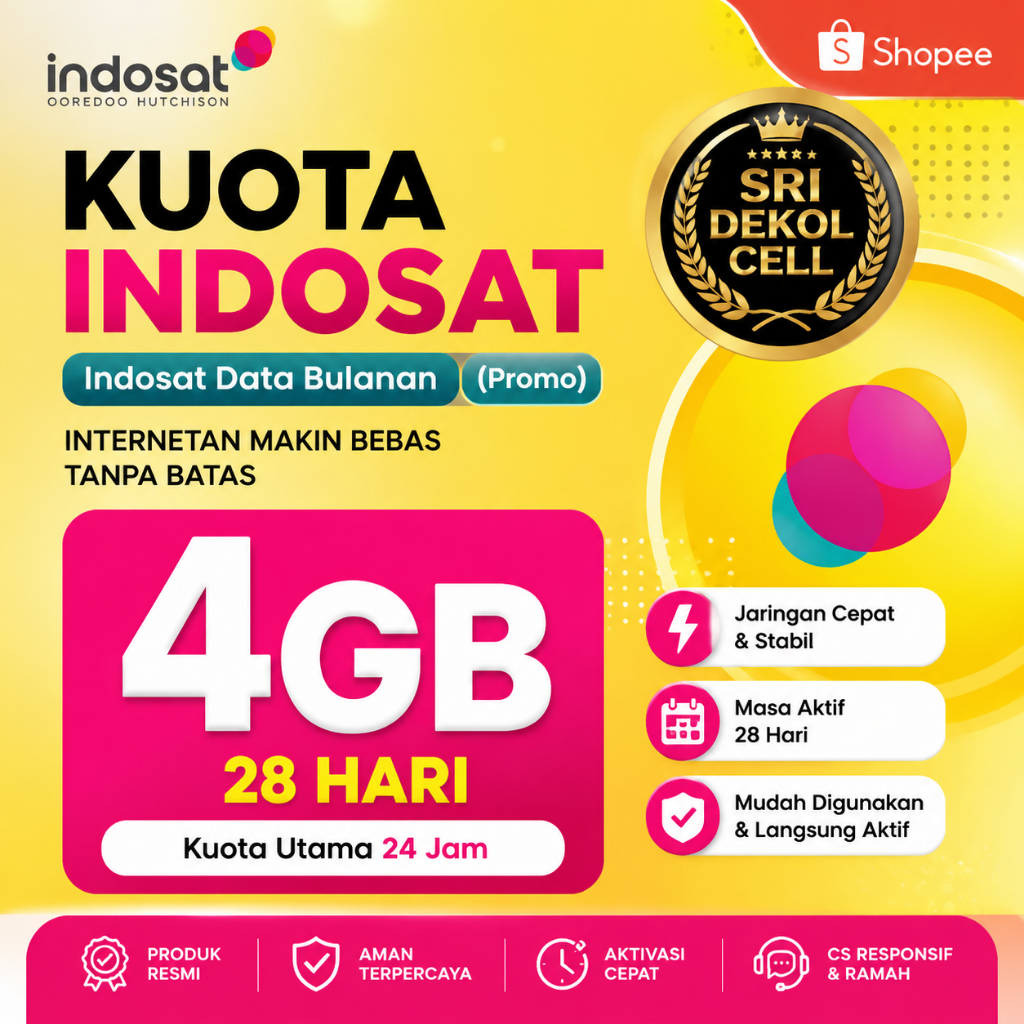 KUOTA INDOSAT 4GB 28 HARI | Paket Data Internet Murah Bulanan Promo Resmi & Cepat Aktif