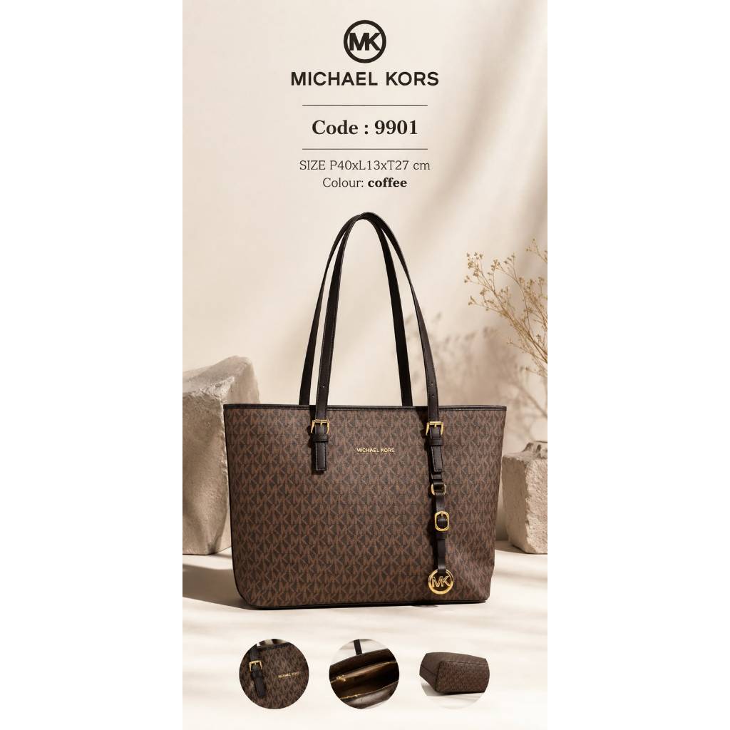 VVIP PLATINUM + ADA BARCODE + TOTE WANITA MK LOGO SIGNATURE 9901