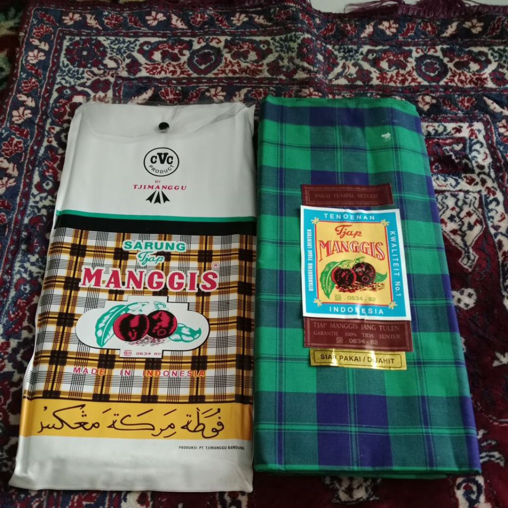 Sarung jadul Tjap Manggis KDT hijau basis CVC Tjimangu (baru)