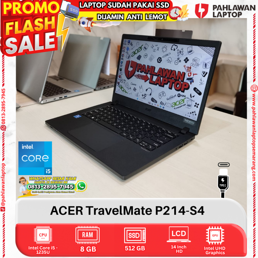 LAPTOP ACER TravelMate P214-S4 Core i5 GEN 12 RAM 8GB SSD 512GB