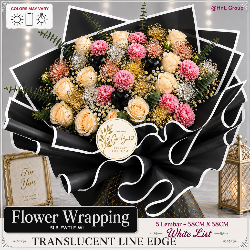 Petal Jelly Frame - Flower Wrapping Paper Tune Solid Color List Korean Cellophane( 5 Lembar )