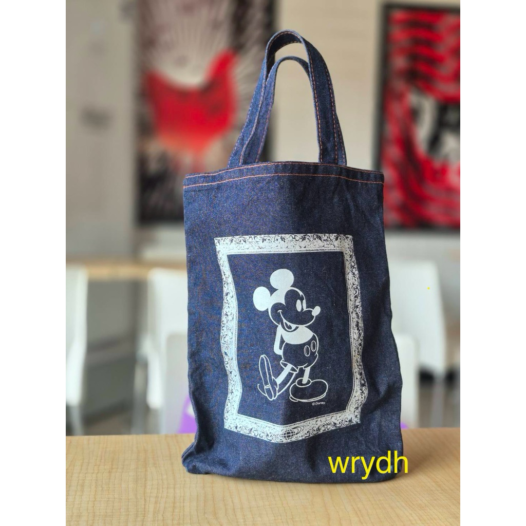Tas denim Beams Japan x Disney Mickey Mouse tas tenteng tas jeans