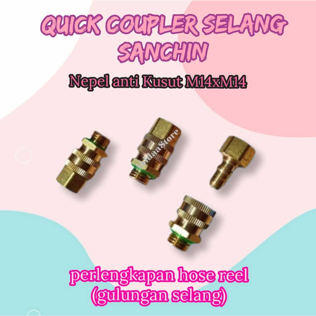 NEPEL selang kuningan anti kusut perlengkapan hose reel M14*M14 QUICK COUPLER