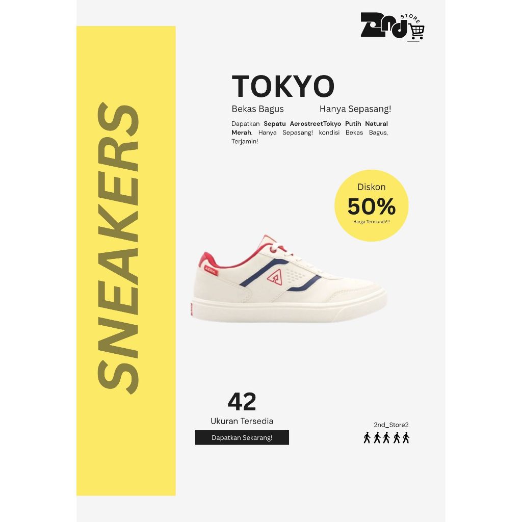 Sepatu Aerostreet Tokyo Putih Natural Merah.