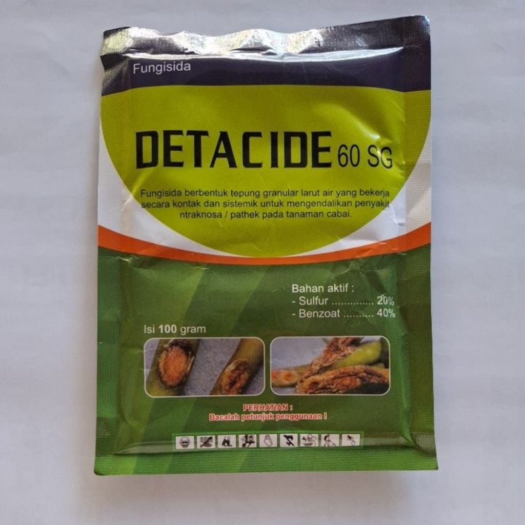 Fungisida DETACIDE 60SG 100gram kontak sistemik untuk pathek,obat patek antraknosa,busuk buah