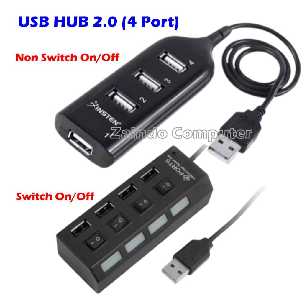 USB HUB 4 PORT 2.0 ON OFF - KABEL USB HUB 4 PORT - PORT 4 USB HUB 2.0 TERMINAL 4 PORT USB HIGH SPEED