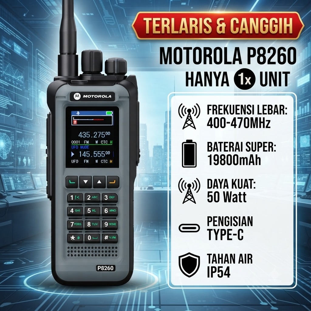 RESDEKAH - Lifetime Warranty HT Motorola Handy Talky P8260 Dual Band Long Range 50KM High Power50W