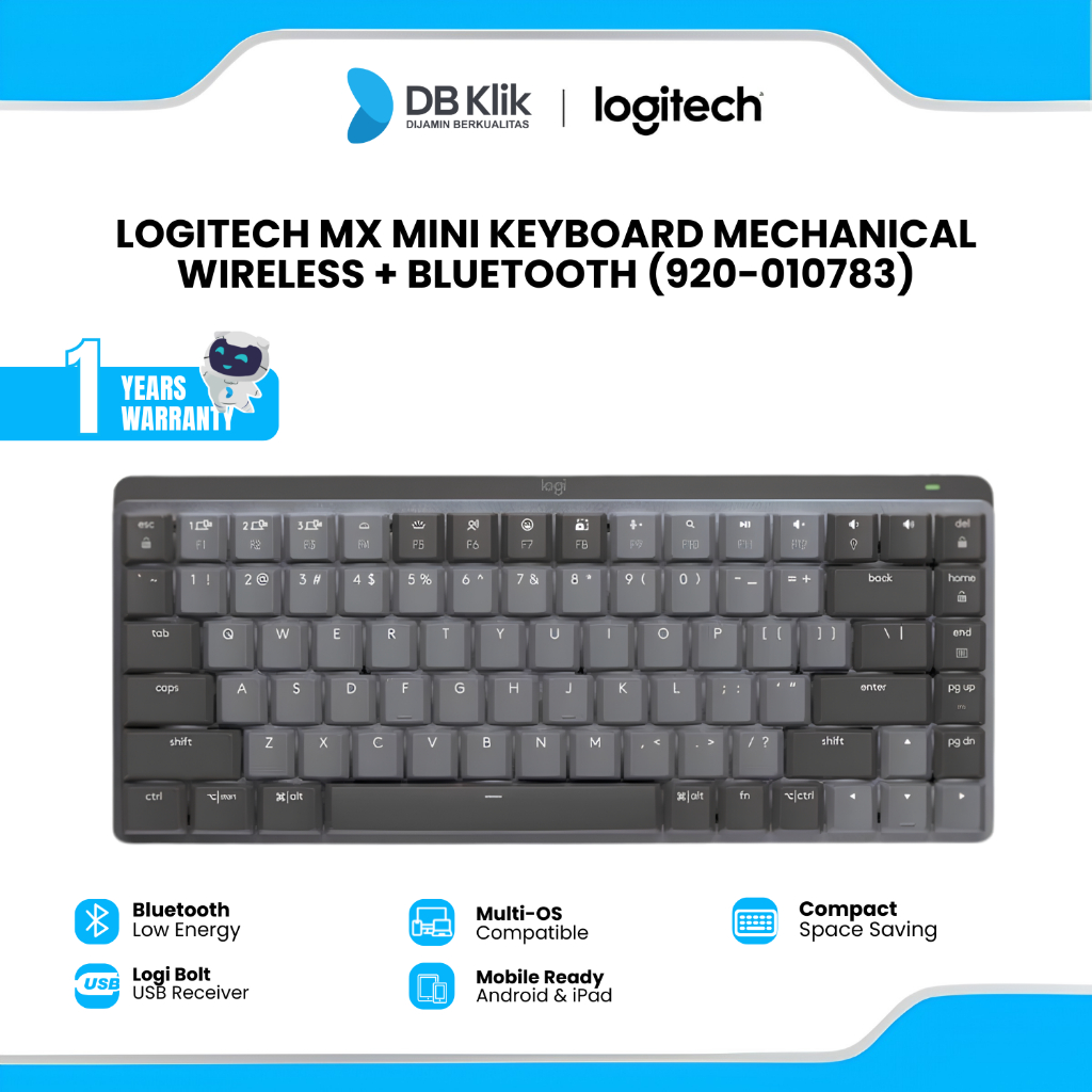 Logitech Mx Mini Keyboard Mechanical Wireless + Bluetooth (920-010783)