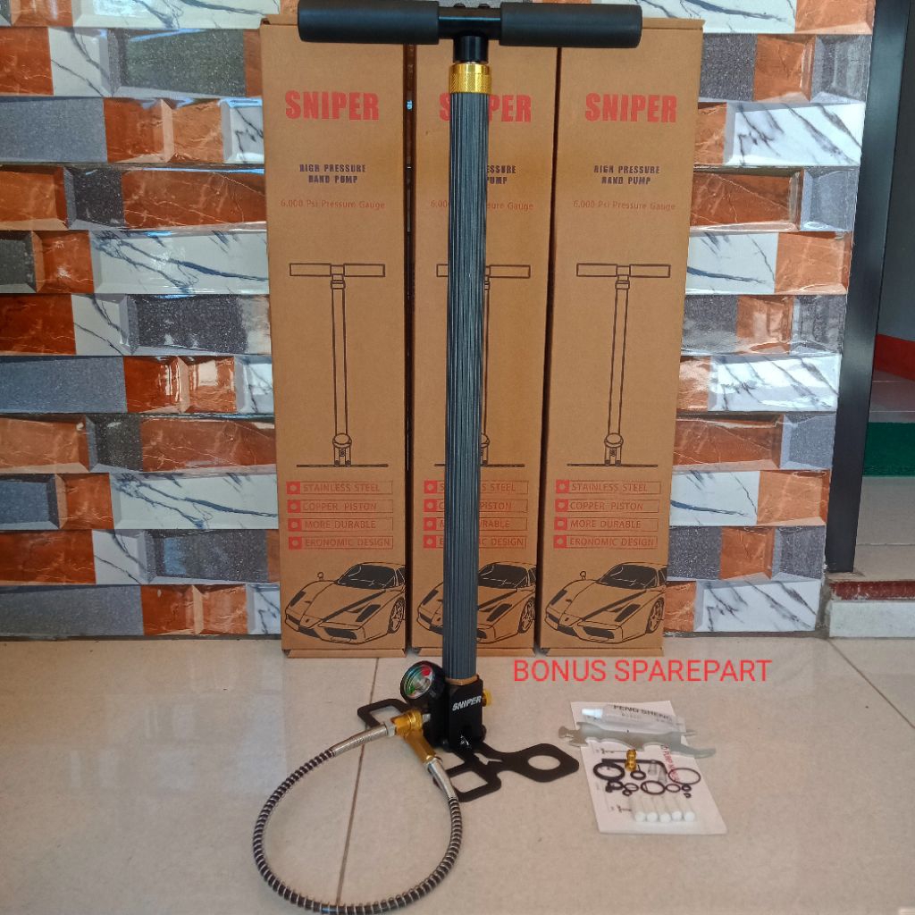 Pompa Pcp 4 Stage Sniper Evo QD,Pompa Pcp 4stage Kaki Lipat,Pompa Pcp Manometer 6000 Psi,Bisa Cod Ba