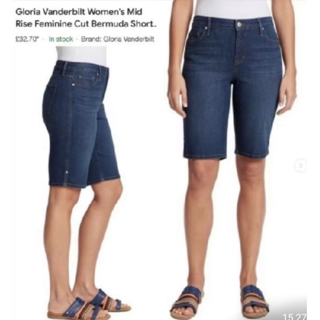 Celana Pendek Denim Strech   Pull-On Solid  Gloria Vanderbilt Original Branded