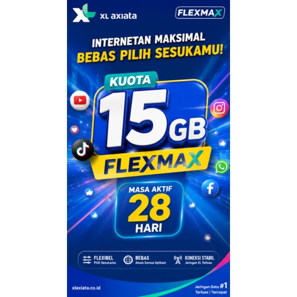 PAKET KUOTA XL AXIATA FLEXMAX Full Kuota Utama 24 Jam