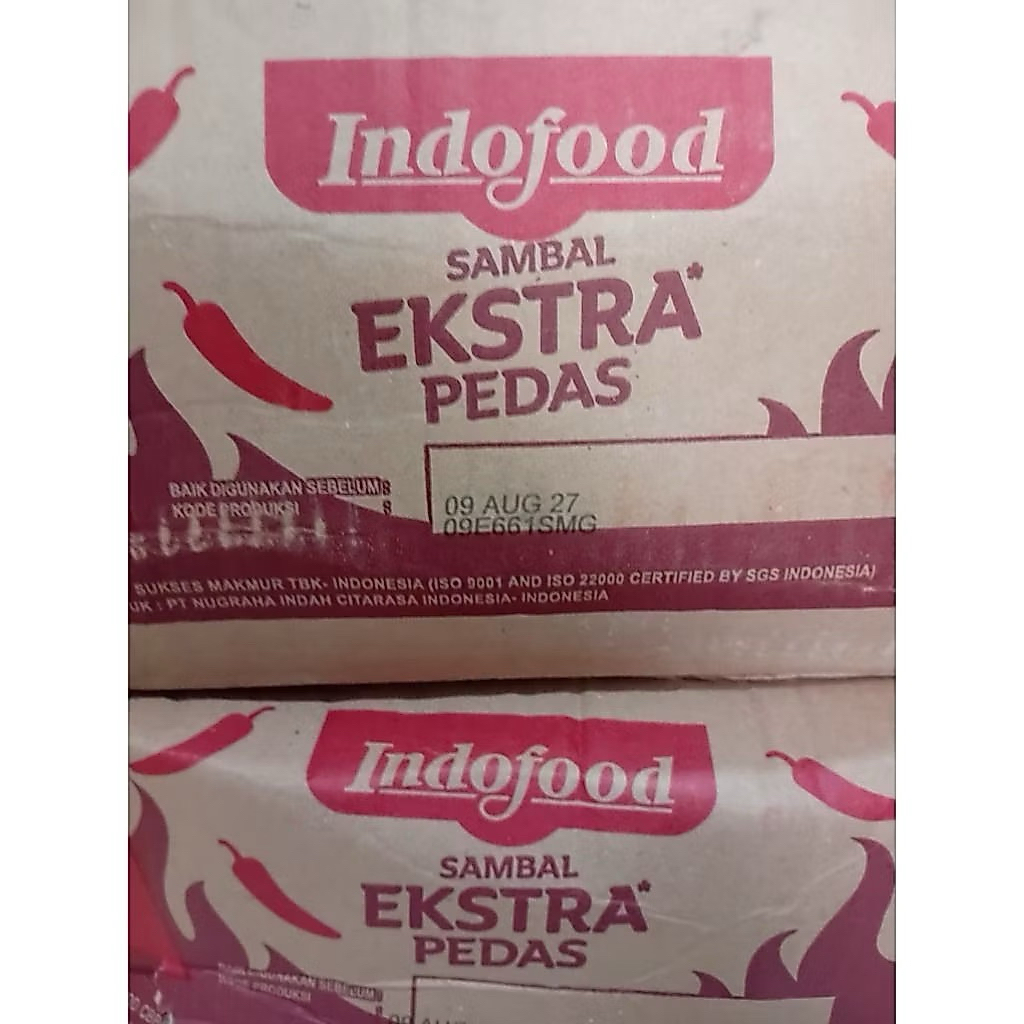 [COD] Saus Indofood Sambal Extra Pedas 1kg 1 Dus 10 Pouch × 1kg Saus Bantal Saus Pedas Termurah