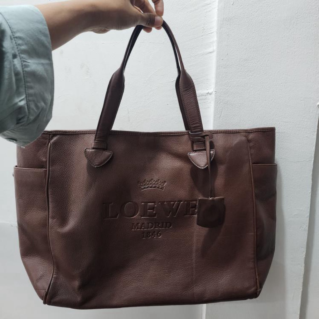 Loewe Heritage Tote Coklat Asli Original Vintage Preloved Second Bagus Cantik