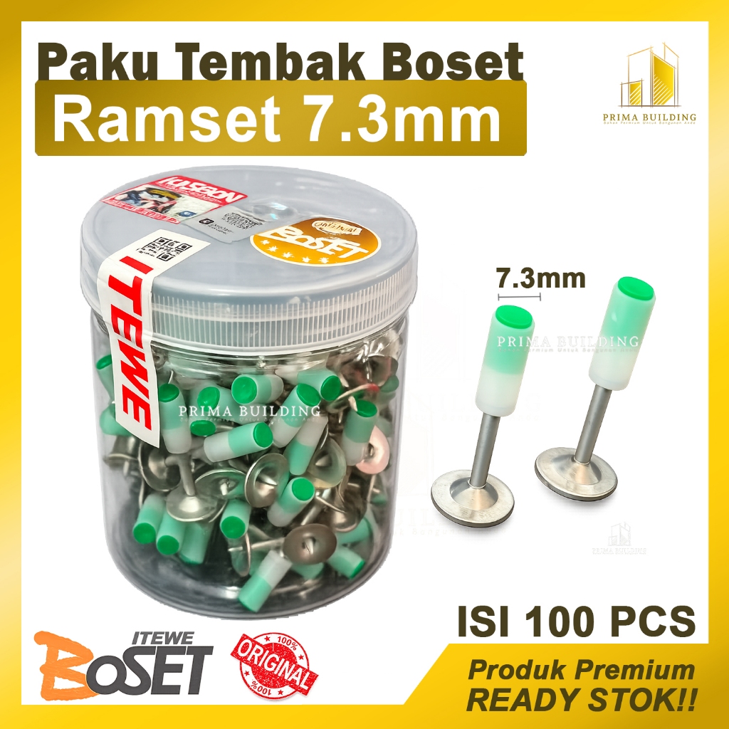 Paku Tembak Ramset 7.3mm Boset Original | Paku Ramset Driven Pin 7,3mm | Boset Mini