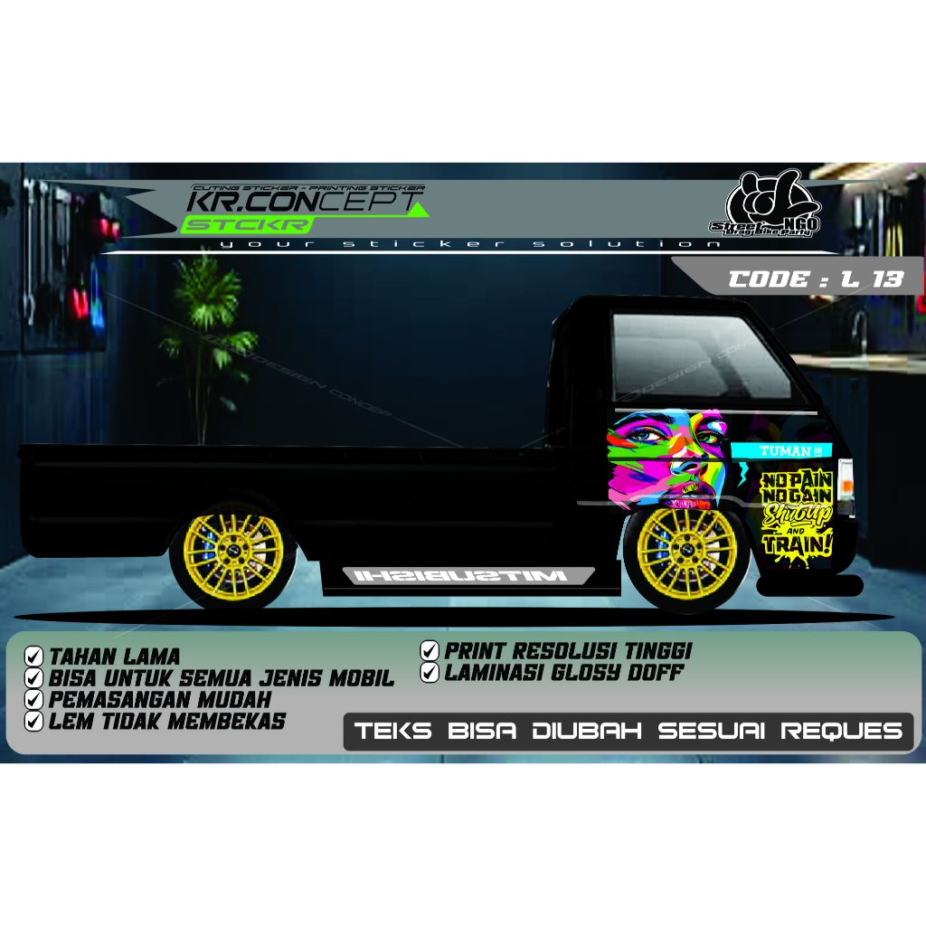 DECAL CEWEK PINTU SAMPING MOBIL PIC'UP L300 L 13