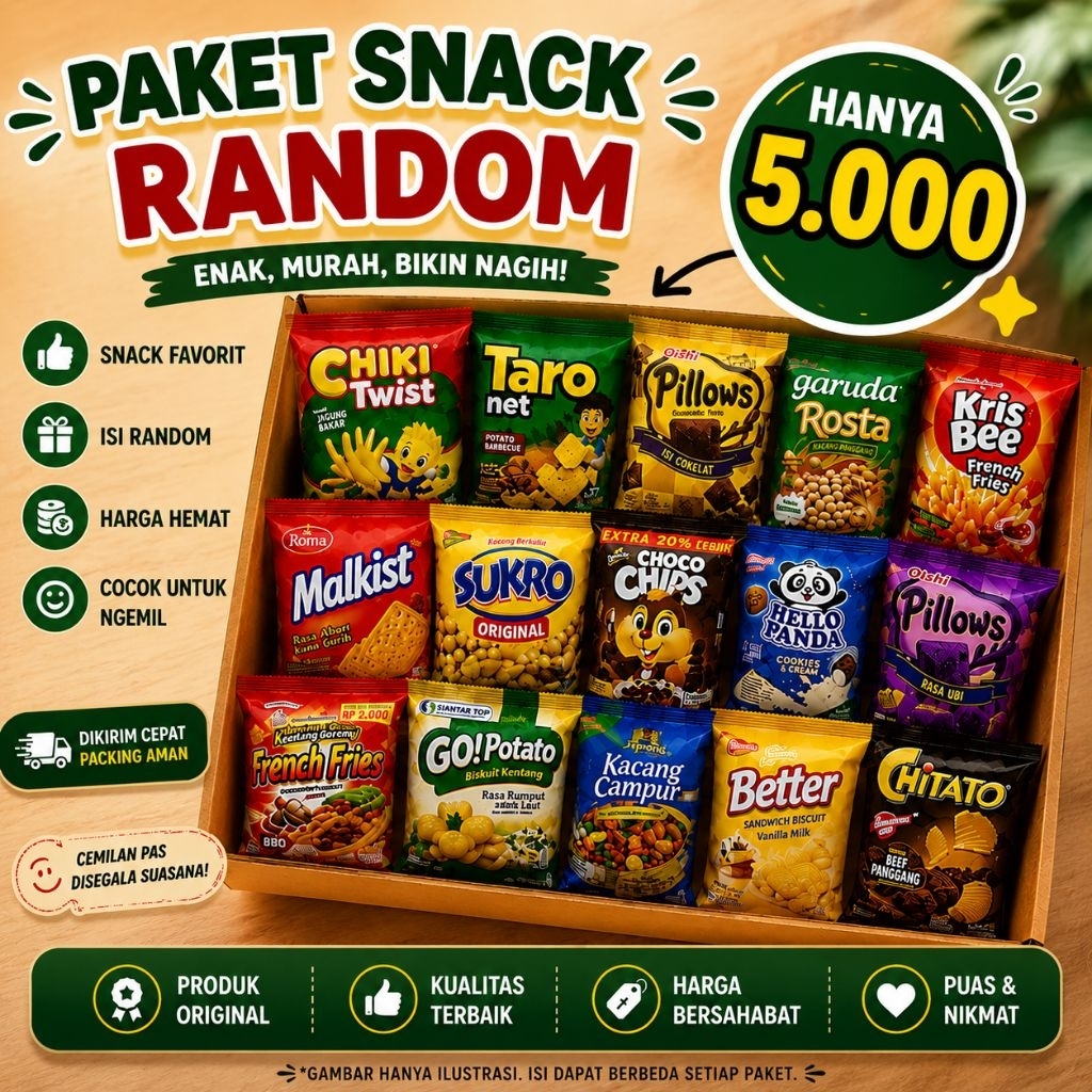 PAKET SNACK MURAH ANEKA MAKANAN RINGAN GARING KERIPIK JAJANAN MAKANAN RINGAN