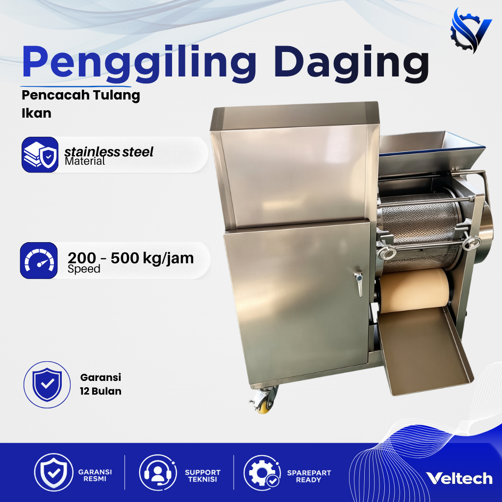 Mesin Giling Penggiling Daging Full Stainless Penggiling Pencacah Tulang Ikan Otomatis untuk Berbaga