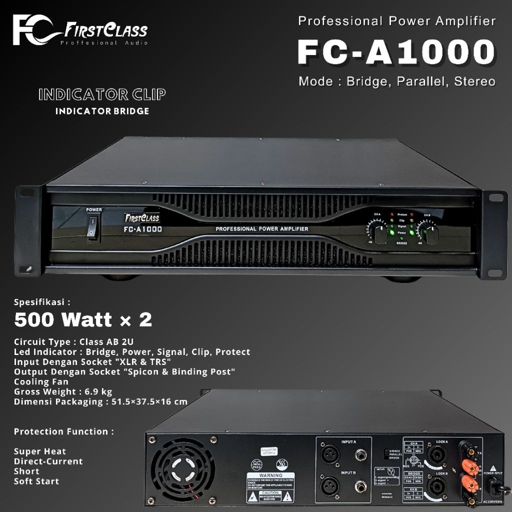 POWER AMPLIFIER FIRSTCLASS FC A1000 FIRSTCLASS FCA1000