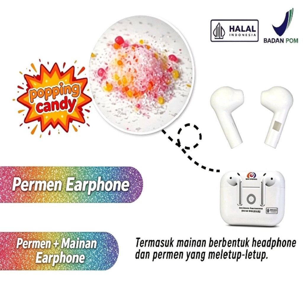 Permen earphone permen unik permen Makanan viral jajanan Snack makanan anak laki-laki dan perempuan 