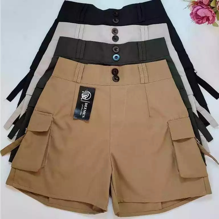 Celana Pendek Wanita Korea Style Highwaist Cargo