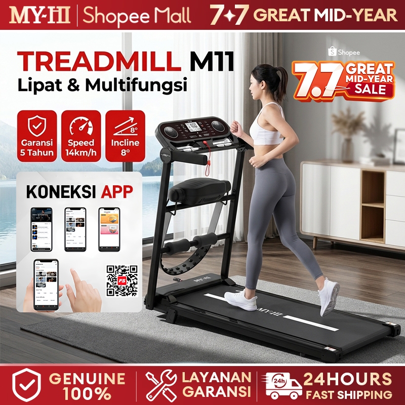MY-HI Treadmill electric low watt  M11  BB 260kg  Treadmill Portable listrik  lipat  Walking Pad