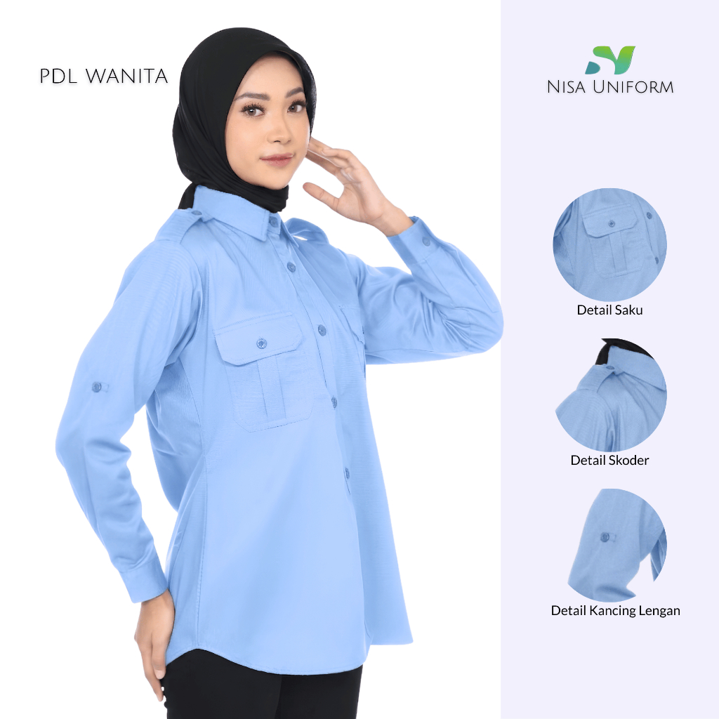 Baju Pdl Tangan Panjang Polos Kemeja Hitam Putih Biru Dongker Nevi Merah Seragam Kerja Kantor