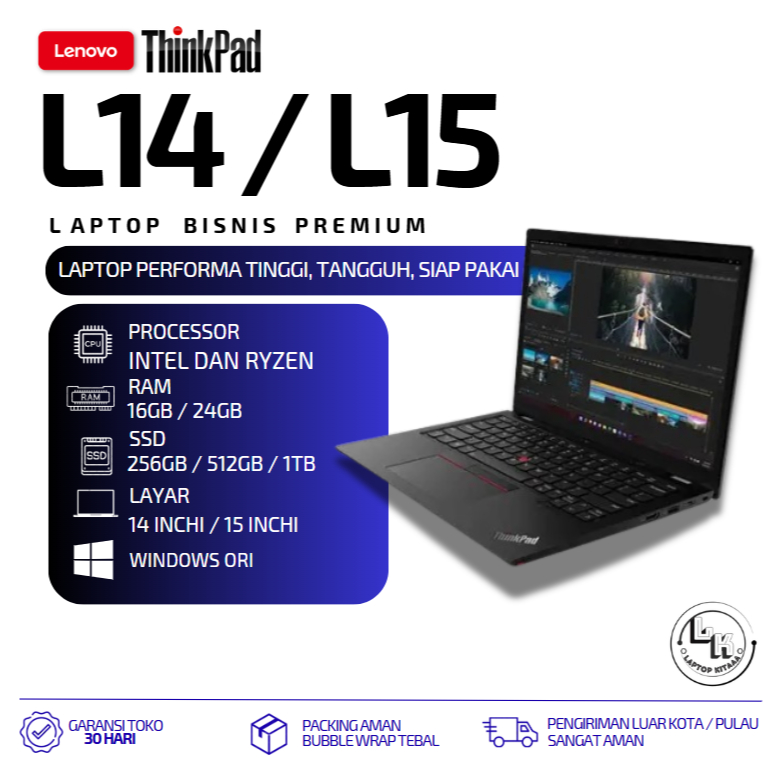 Lenovo ThinkPad L14 L15 intel i5 i7 ryzen 7 5825U RAM 16GB 32GB SSD 1TB