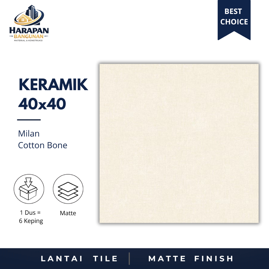 Keramik Lantai Matte 40x40 Milan Cotton Bone Keramik Anti Slip Krem 40 x 40