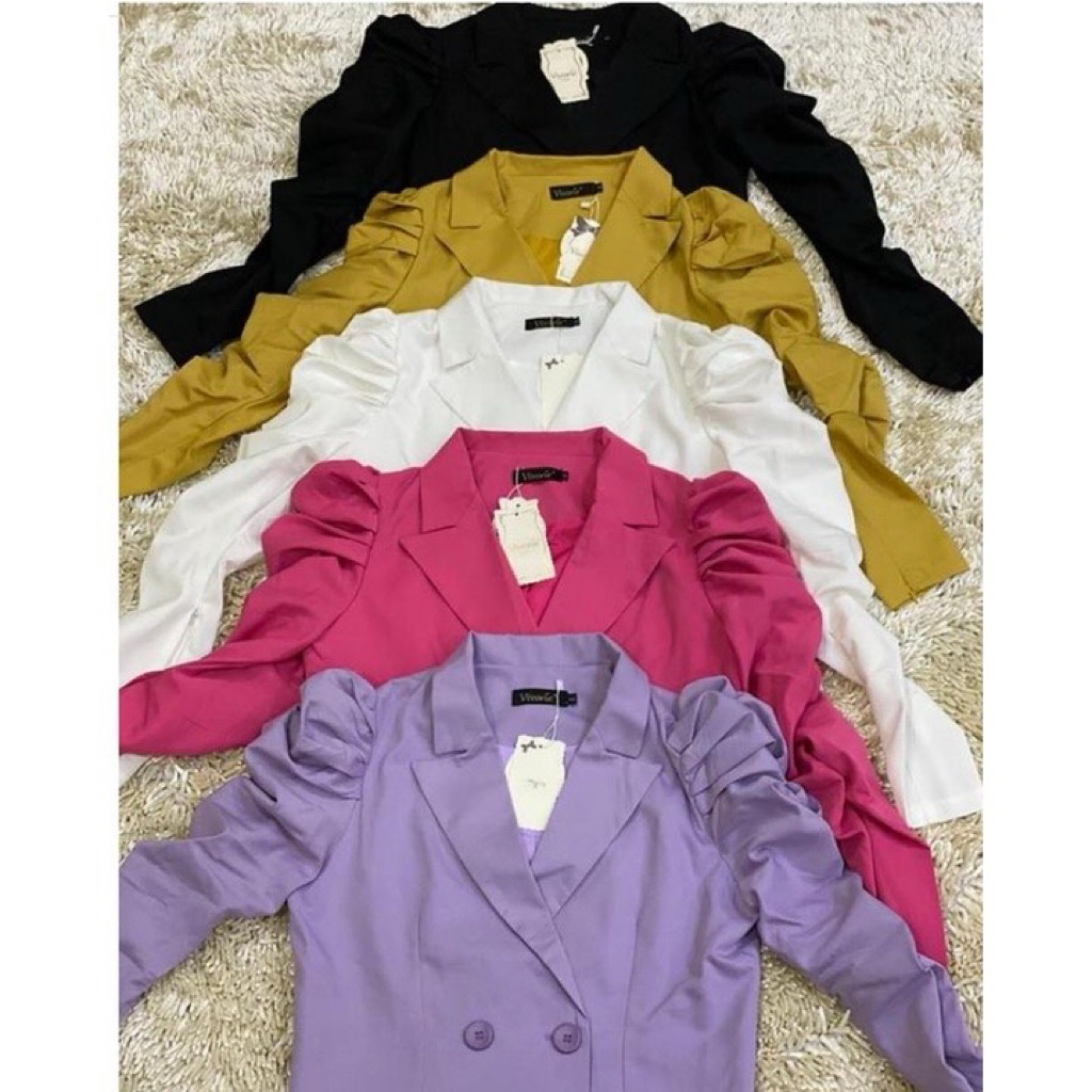 New blazer vivorie- preloved atasan lucu dan polka yellow