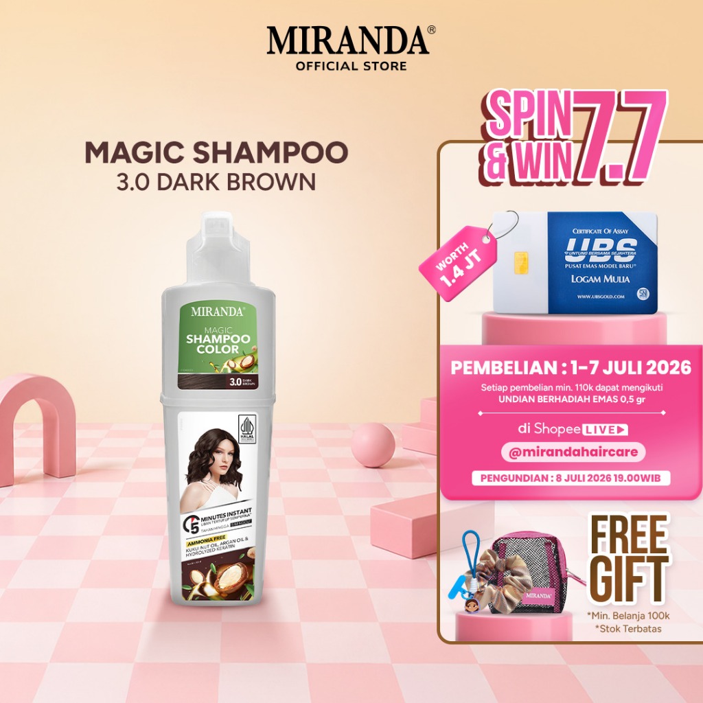 Miranda Magic Shampoo Color Bottle Dark Brown 160ml | Shampo Semir Botol Pewarna Coklat Tua / Penghi