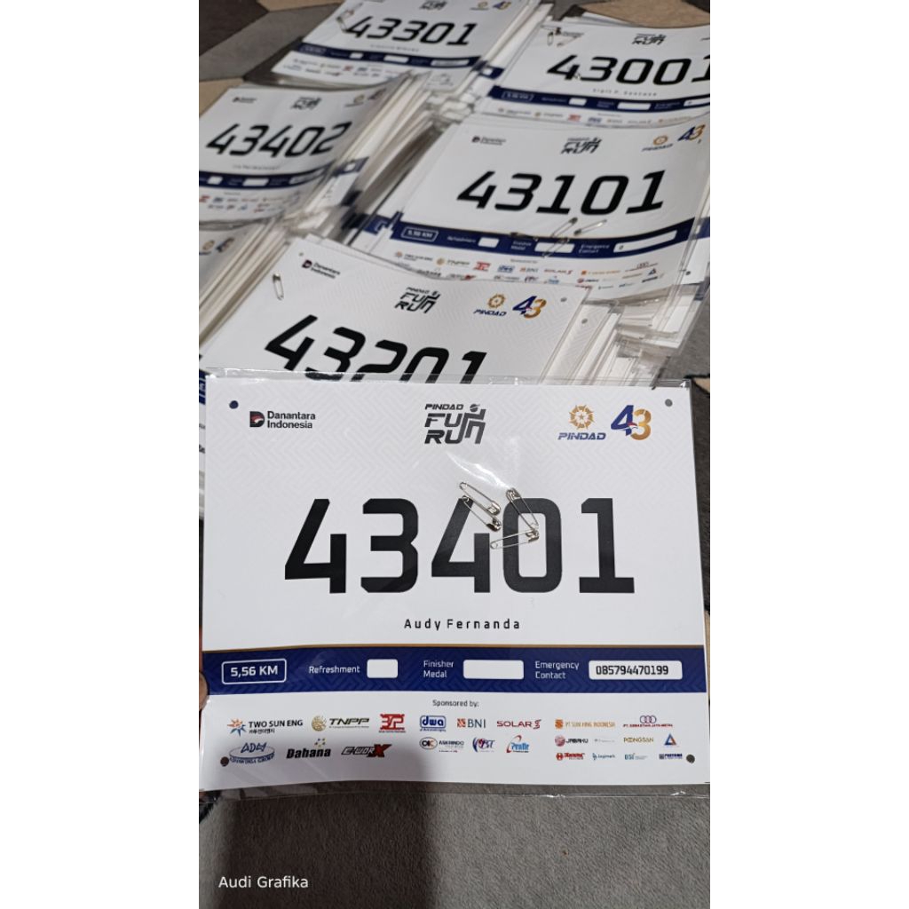 Bib Nomor dada , Nomor lari event Fun Run Bahan Tyvek PET LMO