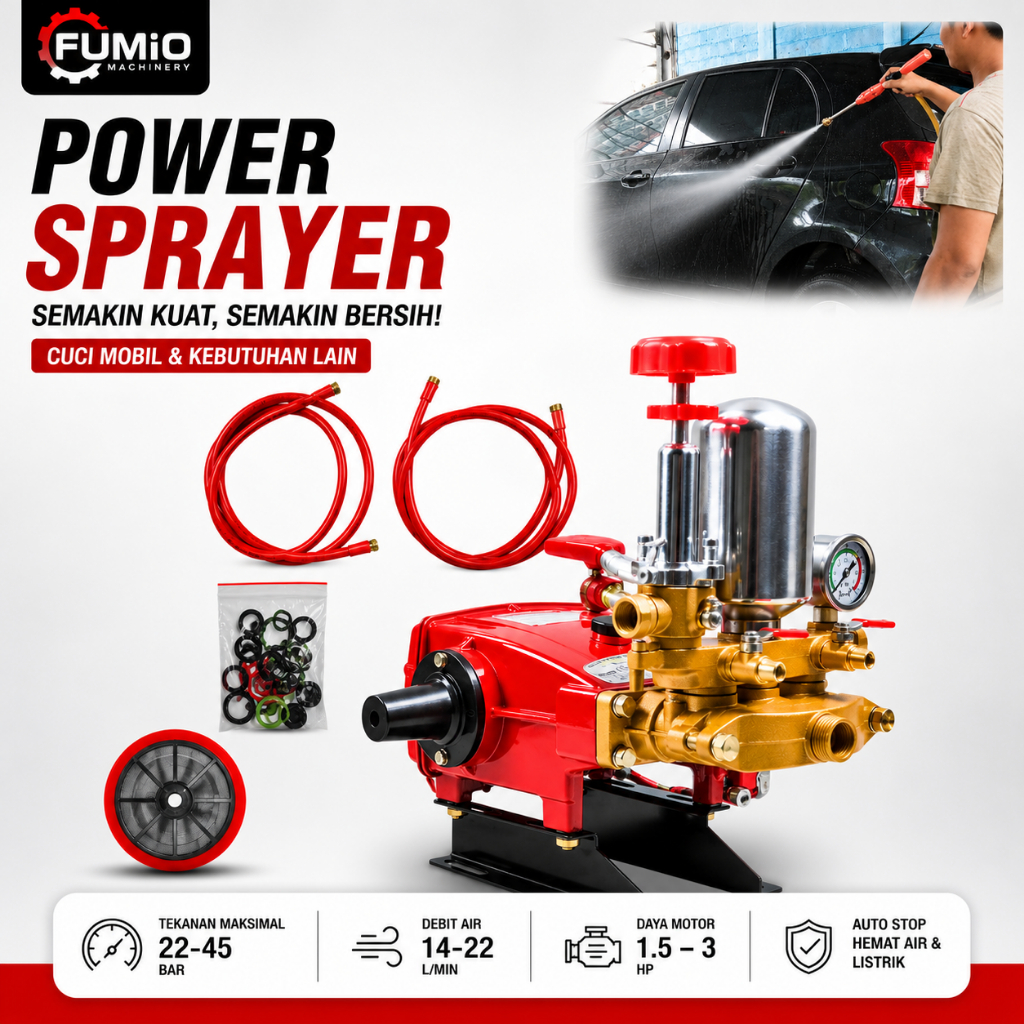 Bisa Dicicil !!! FUMIO Power Sprayer Kepala Mesin Cuci Steam Motor Set Model MX-22