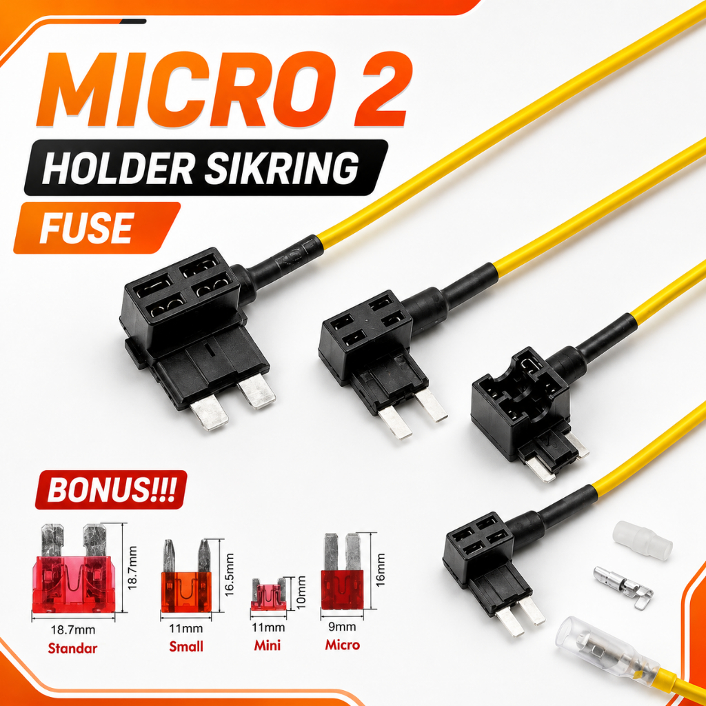 Fuse Sekring Kabel Jumper Tap Konektor Standar Small Mini Low Profile Micro 2 Holder Sikring Fuse
