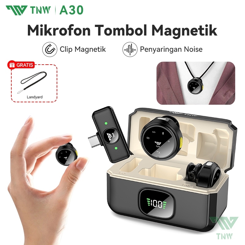 TNW A30 Wireless Clip on Mic Microphone Dual Mikrofon Wireless Mikrofon hp Lavalier Microphone wirel