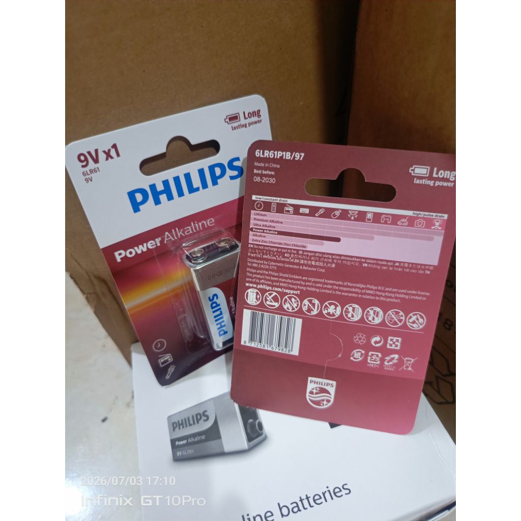 Baterai Kotak Philips 9V/Baterai Kotak/Batre 9Volt Philips