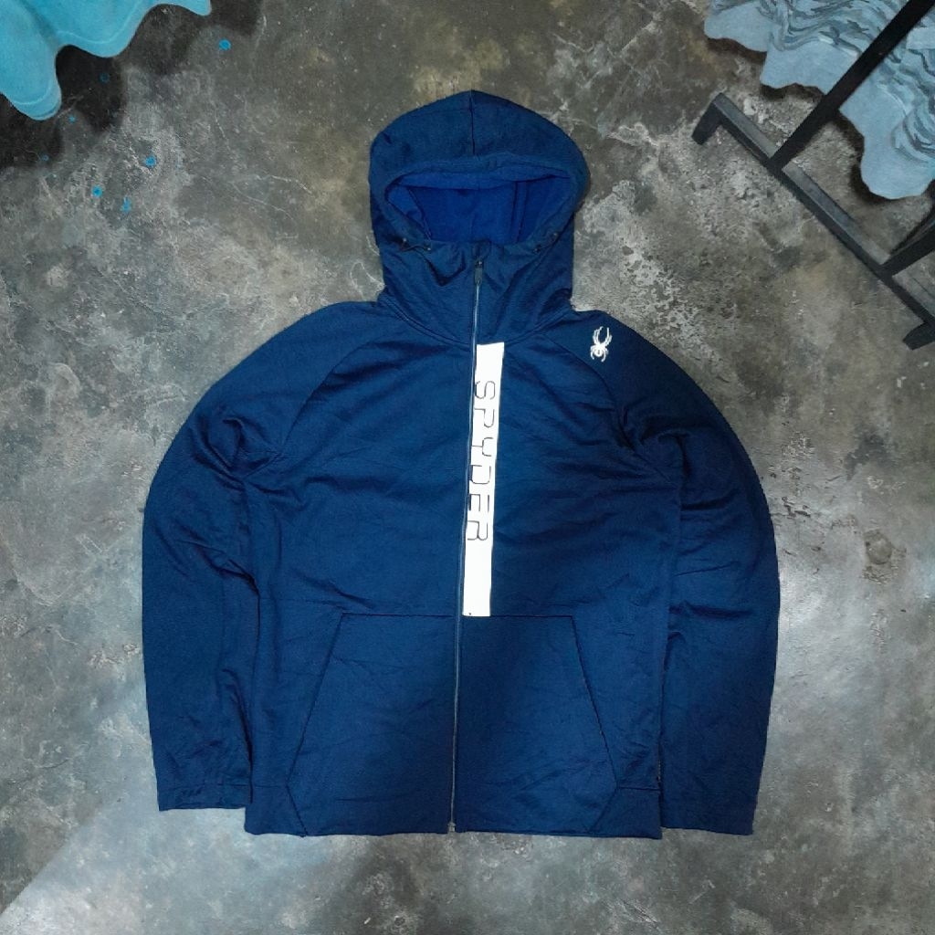 SPYDER GRID FLEECE PERFOMANCE ZIPPER HOODIE NAVY