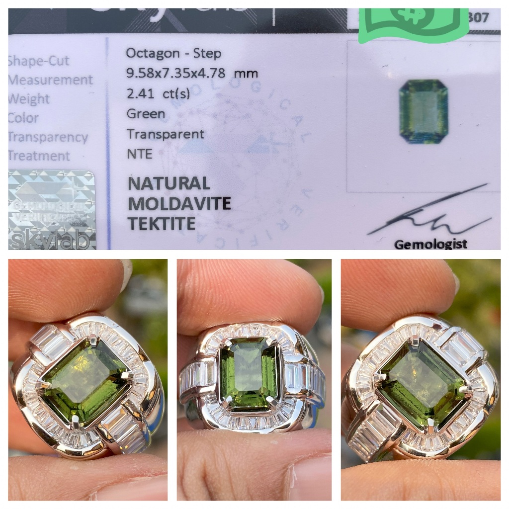 Natural 2.41ct moldavite tektite batu meteor asli czech