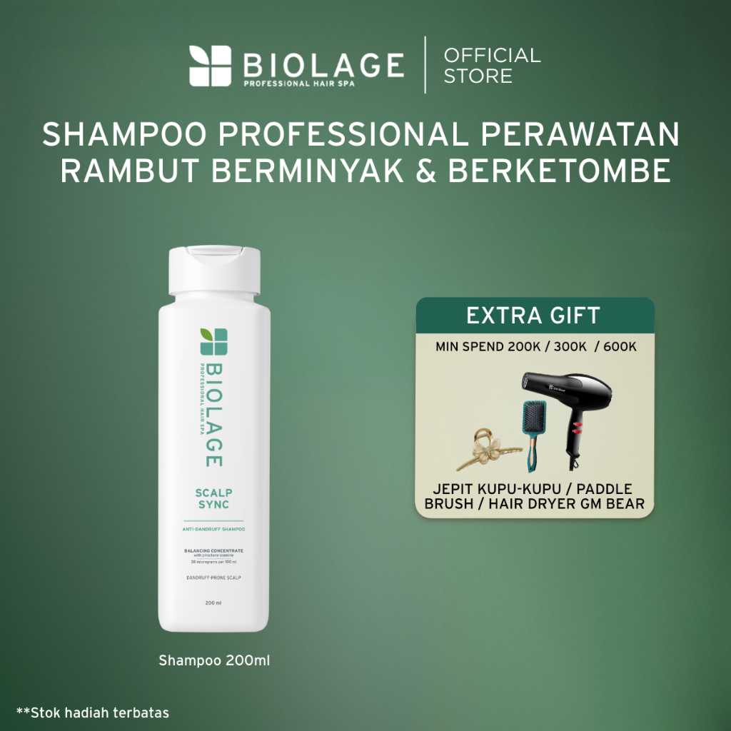 Biolage Scalp Sync Anti -Dandruff Shampoo 200ml - Shampoo Professional Perawatan Rambut Berminyak & 