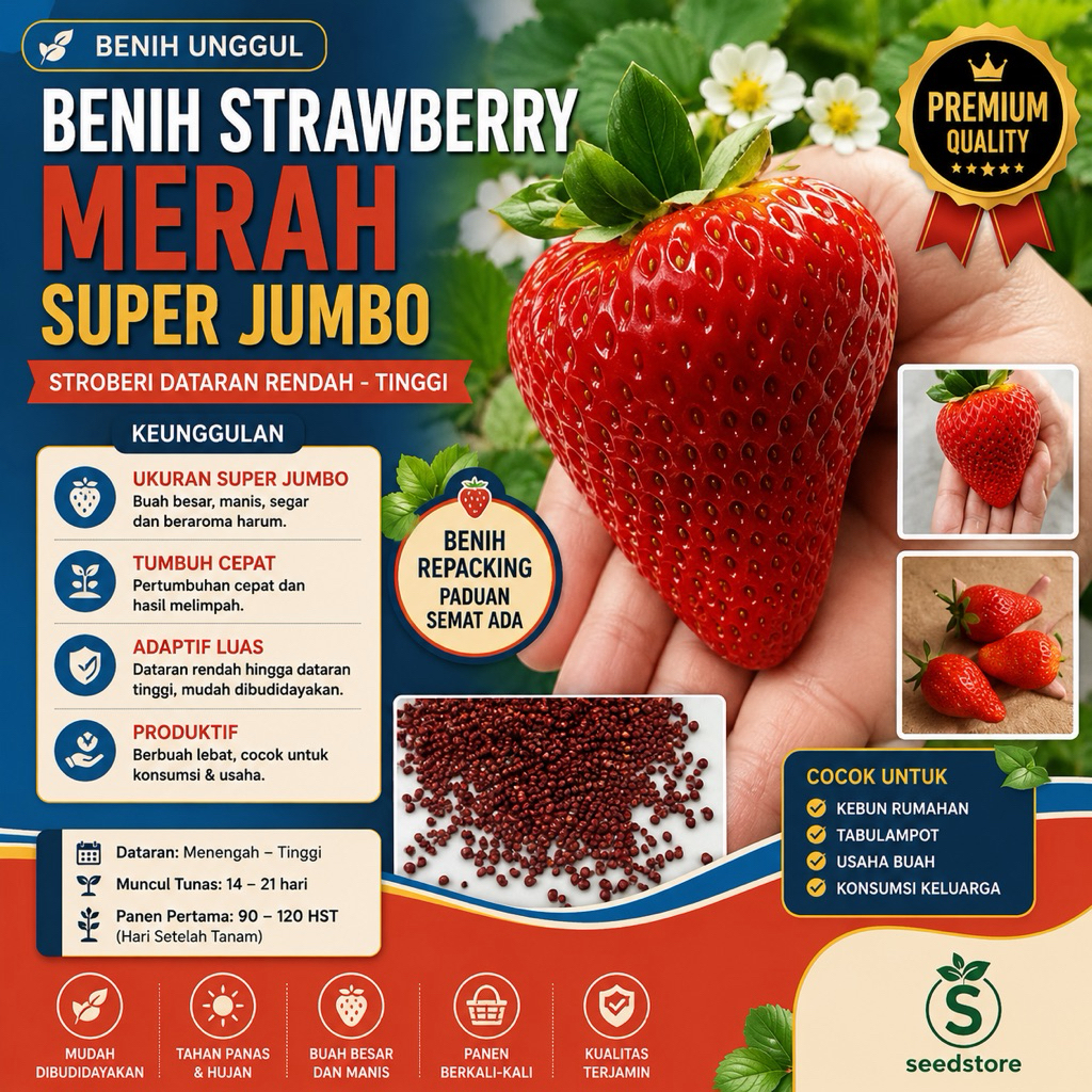 10 Benih Biji big strawberry / Benih Strawberry Jumbo