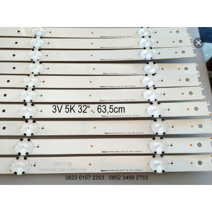 Lampu Backlight TV LED LG 32" 3V 5 kancing 63cm 15V V16.5 32 HD 6316L