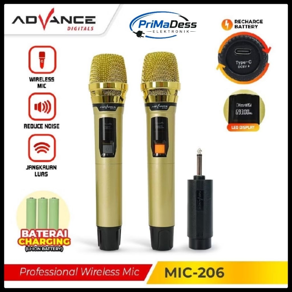 Mic Wireless Advance 206 | Microphone Wireless Advance 206