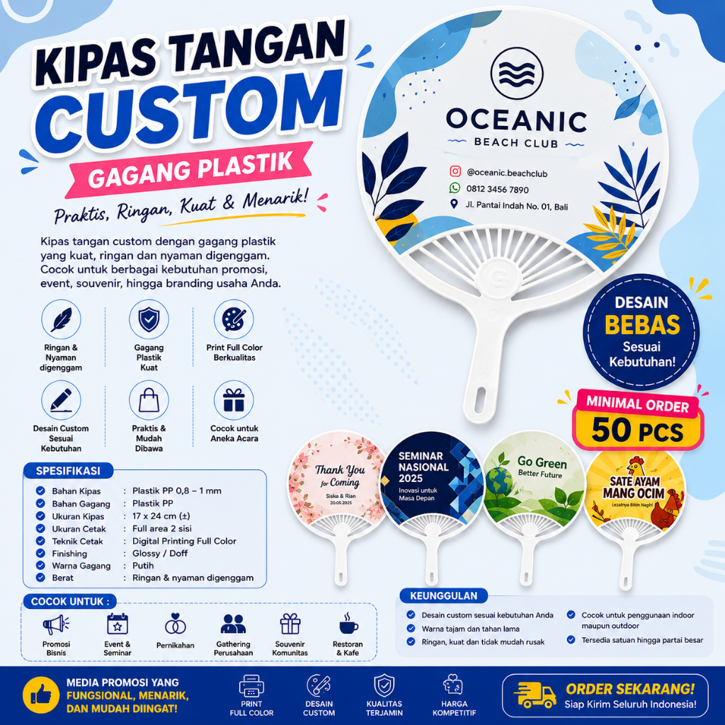 Kipas Kerang Custom, Kipas Jepang Custom, Kipas Uchiwa Custom