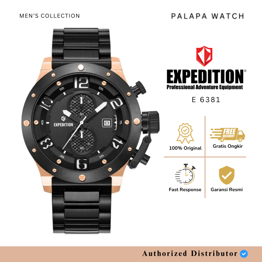 Jam Tangan Pria Expedition EXP 6381 / E 6381 / E6381 Chronograph Rantai Original