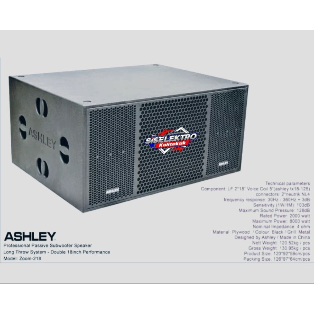 Ashley zoom 218 subwoofer Ashley 18 inch zoom 218