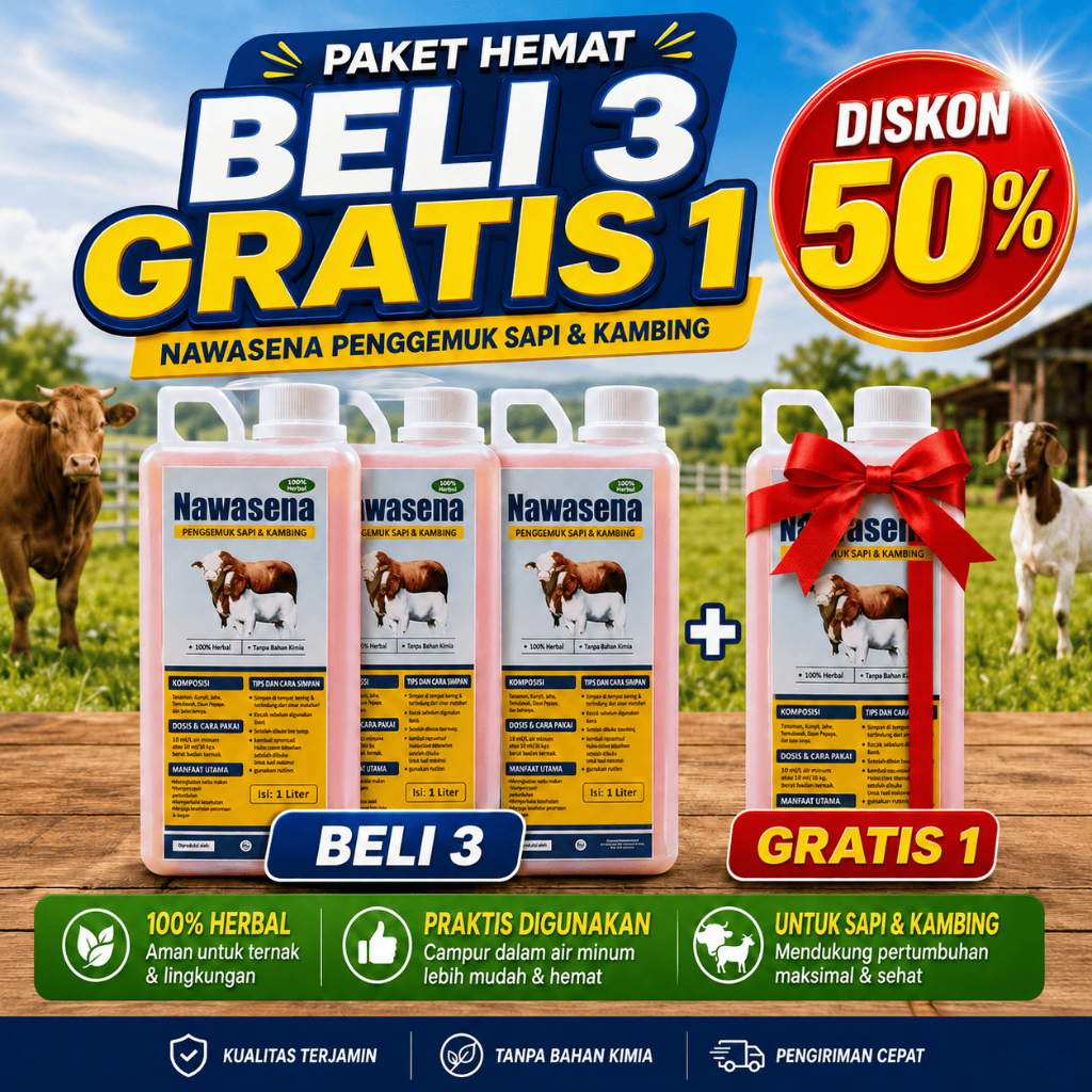 Nawasena Penggemuk Sapi & Kambing 1 Liter Herbal Penambah Bobot Nafsu Makan Ternak