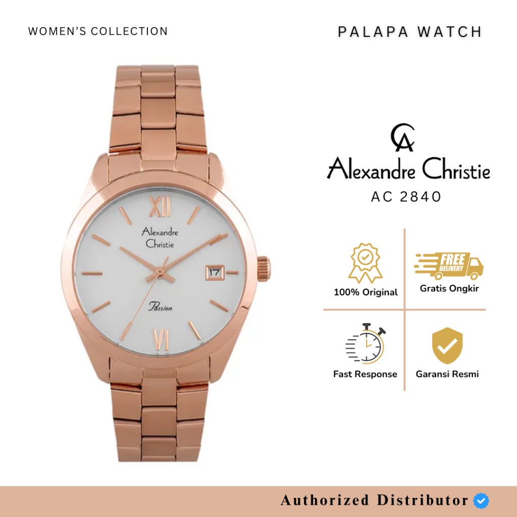 Jam Tangan Wanita Alexandre Christie AC 2840 Romawi Passion Rantai Original Garansi Resmi 1 Tahun