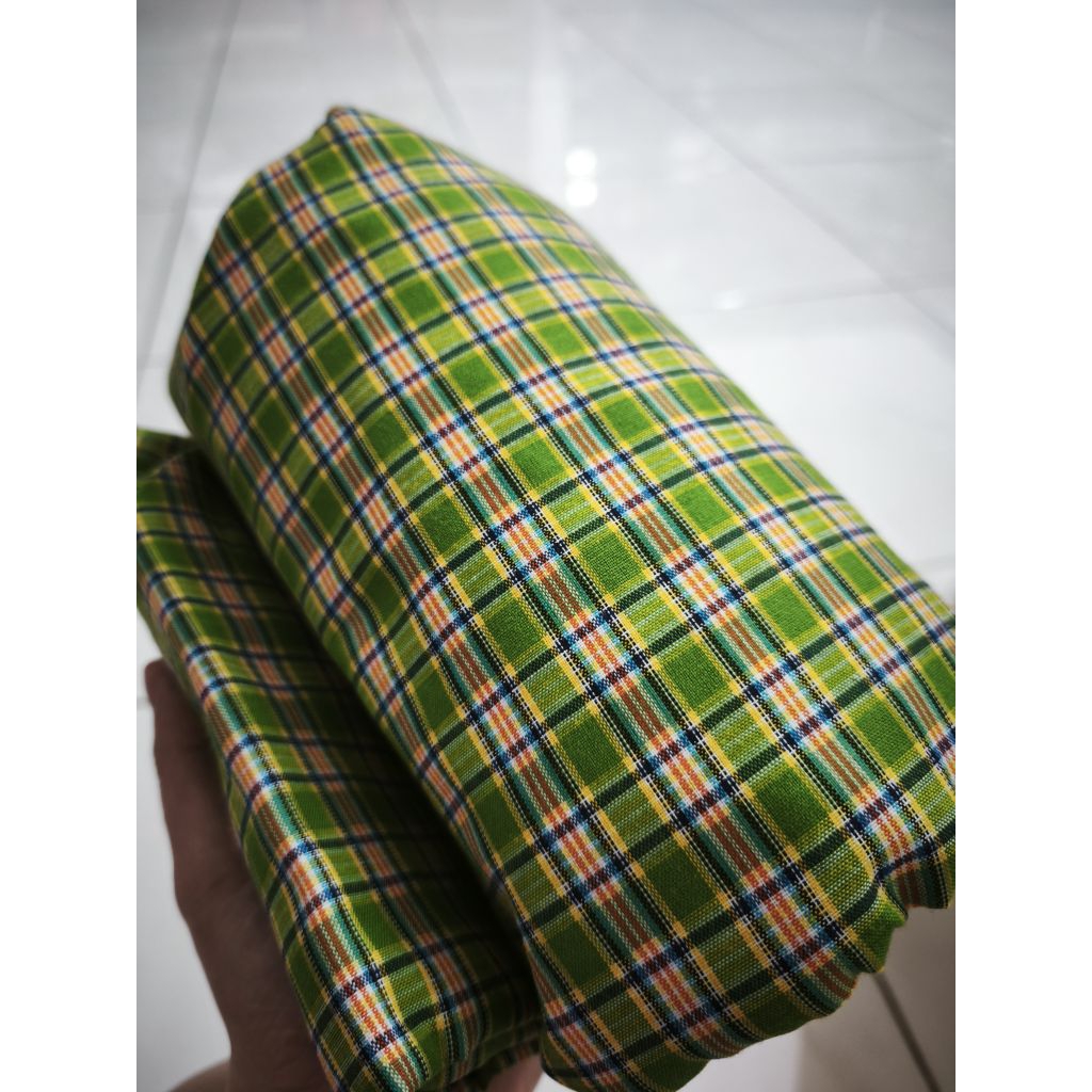 BAHAN KAIN SERAGAM KATUN YANDET YANDED KEMEJA COTTON MOTIF KOTAK-KOTAK METERAN GULUNGAN (YARD)