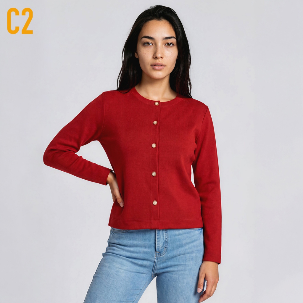 C2 Lareta Red Outer Wanita