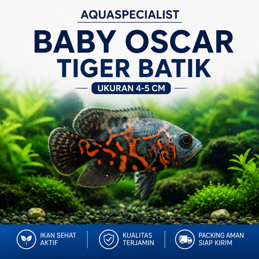 OSCAR HITAM KECIL - Baby Oscar Tiger Batik 4-5 cm Ikan Hias Predator Air Tawar Berkualitas